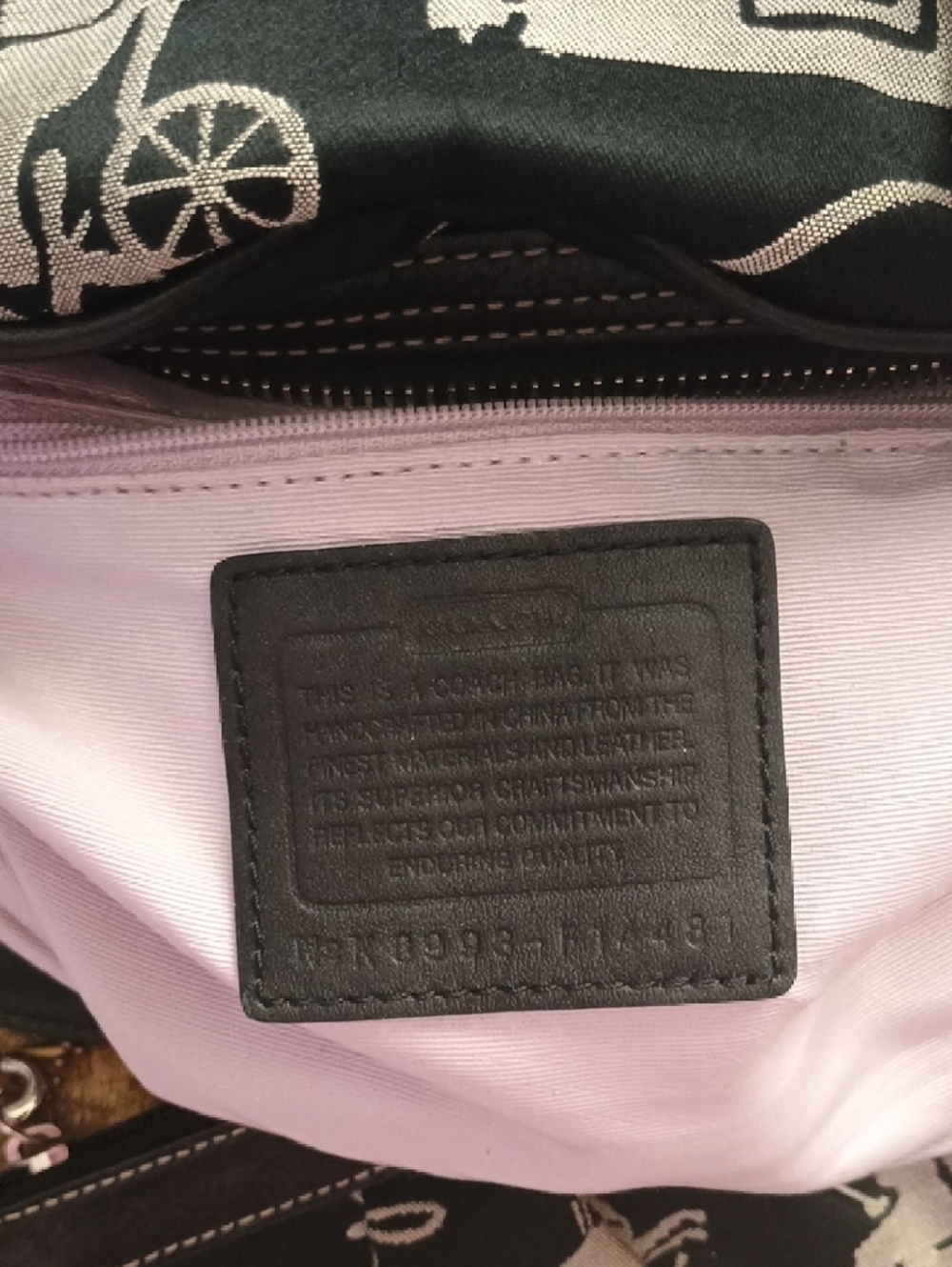 Coach Black Satchel with Cream Carriage Print and Matching Wristlet - Picture 6 of 11